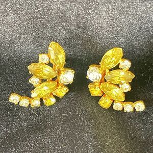 Vintage Rhinestone and Citrine Screw-back Earrings Gently Loved